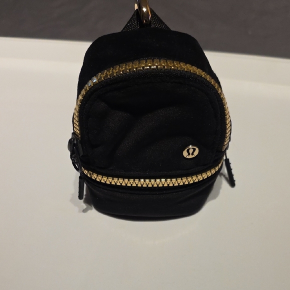 Lululemon Black Micro Backpack Key Holder with Gold Zipper